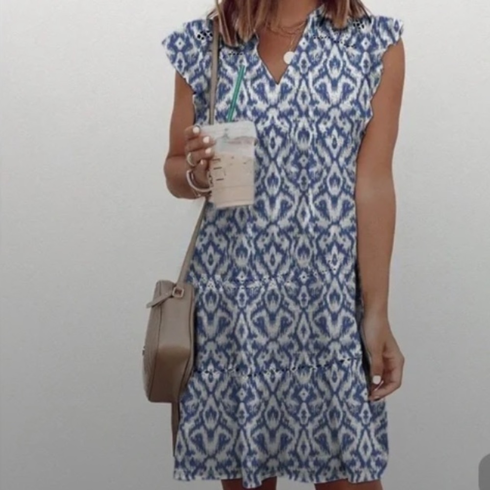 New Shift Gears Ruffle Sleeve Dress M